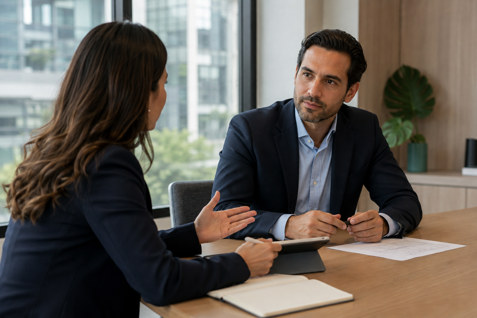 Asesora definiendo el perfil y criterios de un inversionista inmobiliario